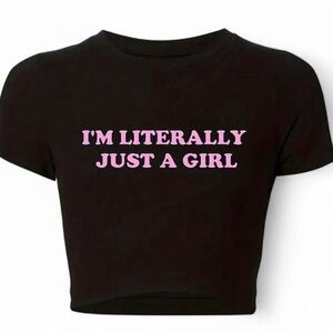 Black Short Sleeve Tee with Pink Text